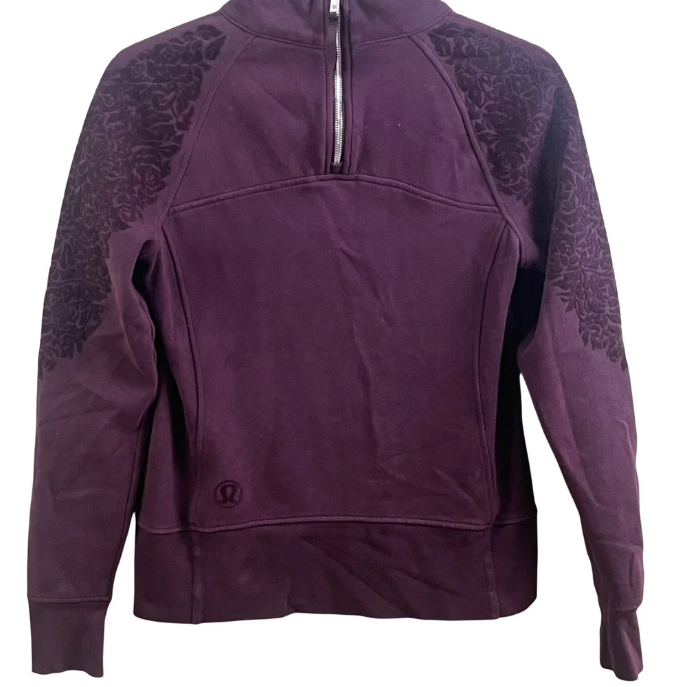 Lululemon 1/4 Zip Burgundy Performance Flocked Roses Jacket Special‎ Edition 8